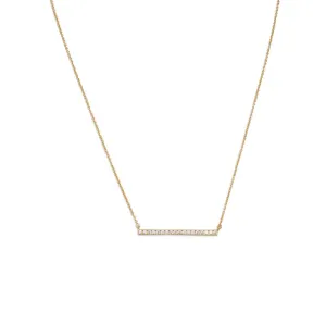 16"   2" 14 Karat Gold Plated CZ Bar Necklace