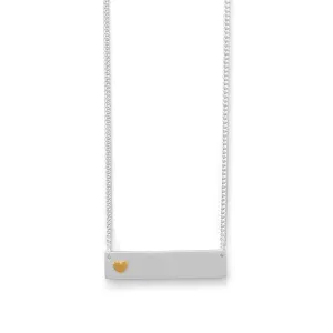 16"   2" Bar Necklace With 14 Karat Gold Plated Heart