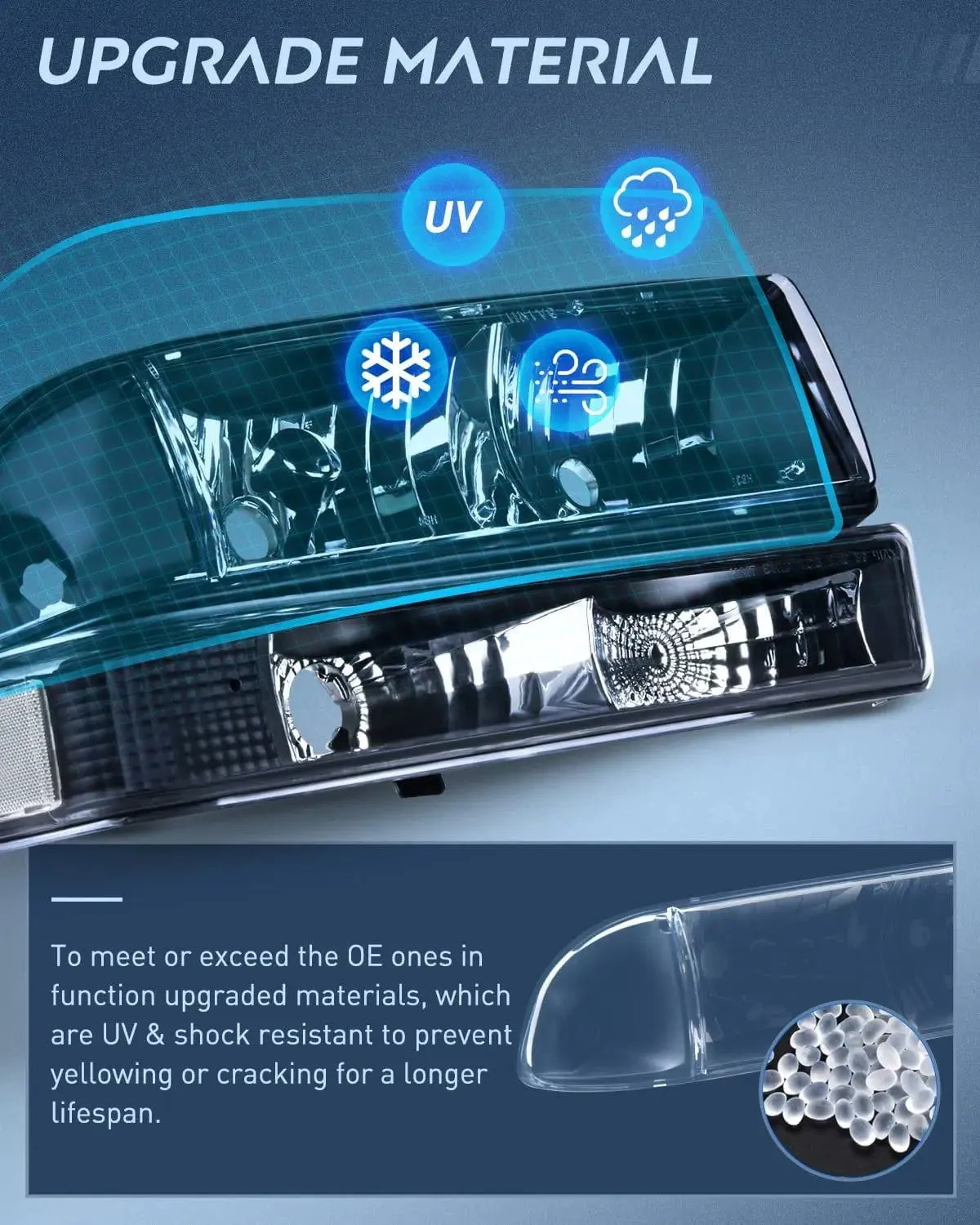 1998-2005 Chevy Blazer S10 Pickup Headlight Assembly Black Case Clear Reflector