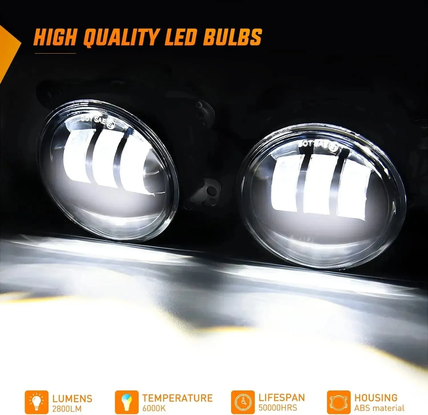 2007-2018 Jeep Wrangler JK Unlimited JKU White Fog Light Assembly