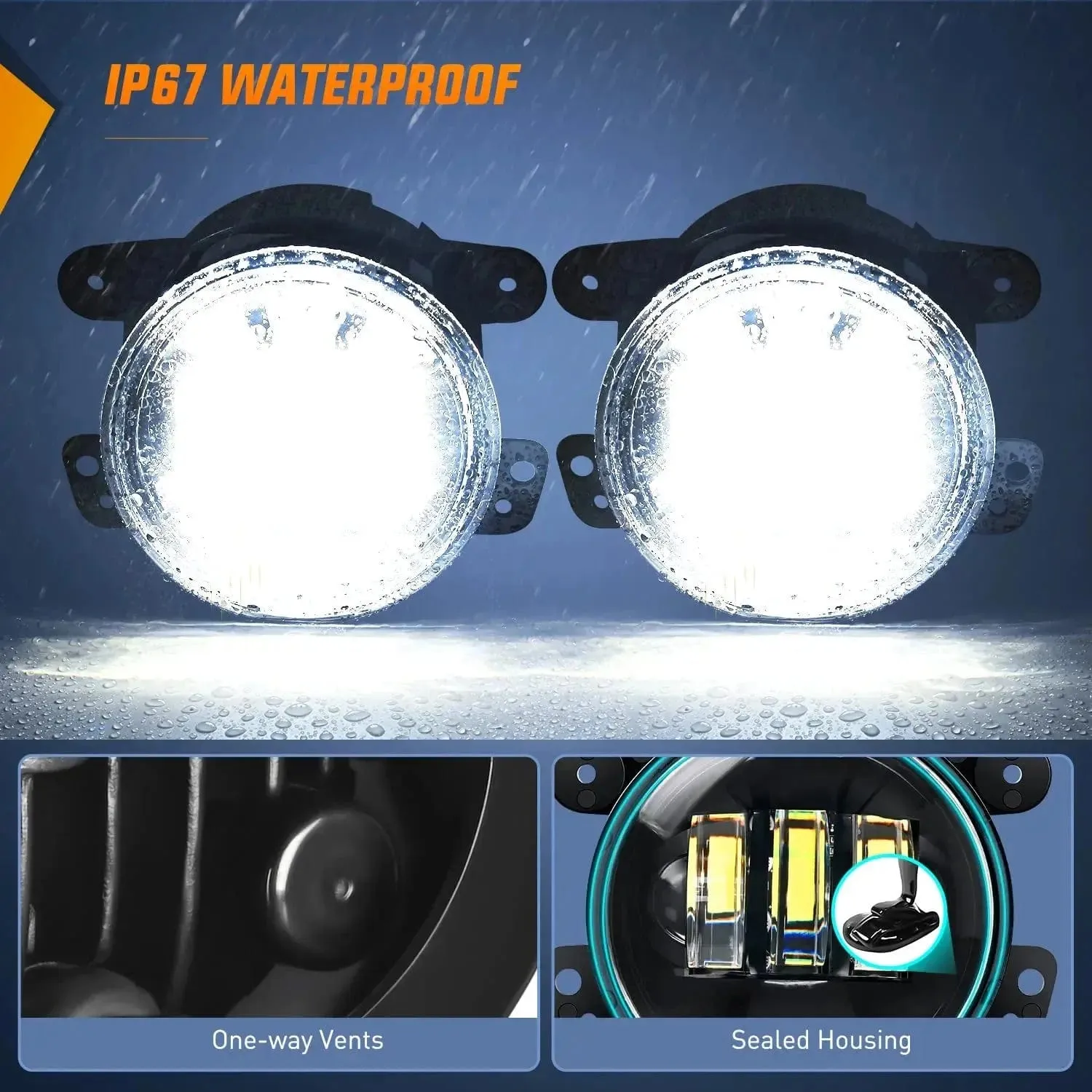 2007-2018 Jeep Wrangler JK Unlimited JKU White Fog Light Assembly