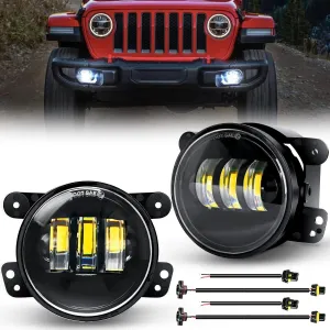 2007-2018 Jeep Wrangler JK Unlimited JKU White Fog Light Assembly
