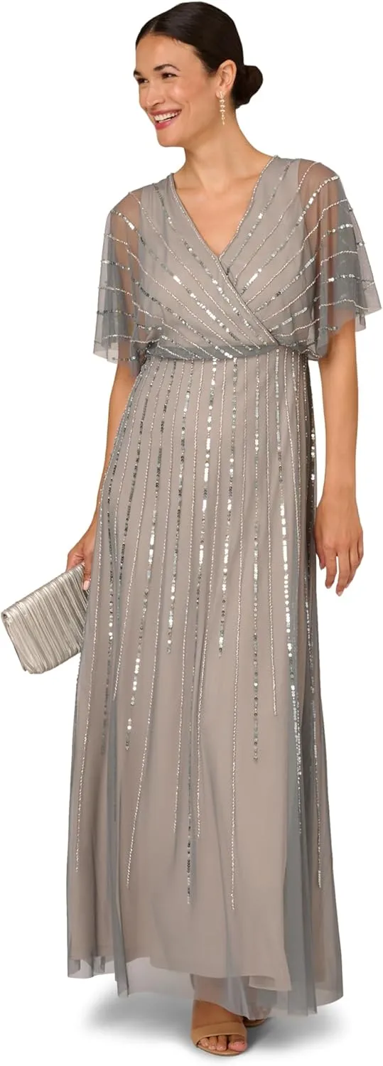 Adrianna Papell Women's Beaded Blouson Gown