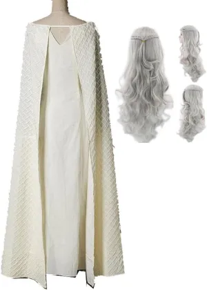 Adult Daenerys Targaryen Cosplay Dress Outfit with Wig Cloak Daenerys Targaryen Costume Dress Women for Halloween