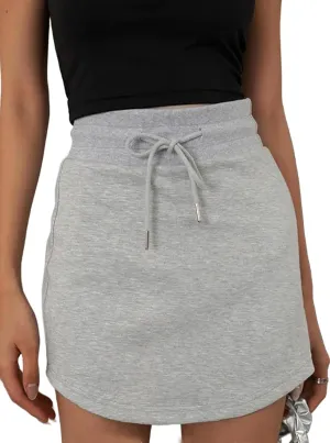 Avanova Women Drawstring Sweat Skirt Mini Skort Elastic High Waisted Short Skirt