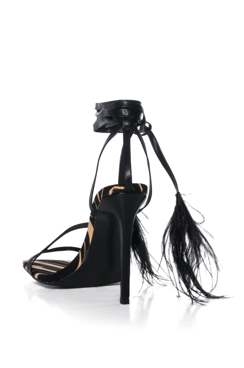 AZALEA WANG MUSK ANIMAL PRINT LACE UP SANDAL IN ZEBRA