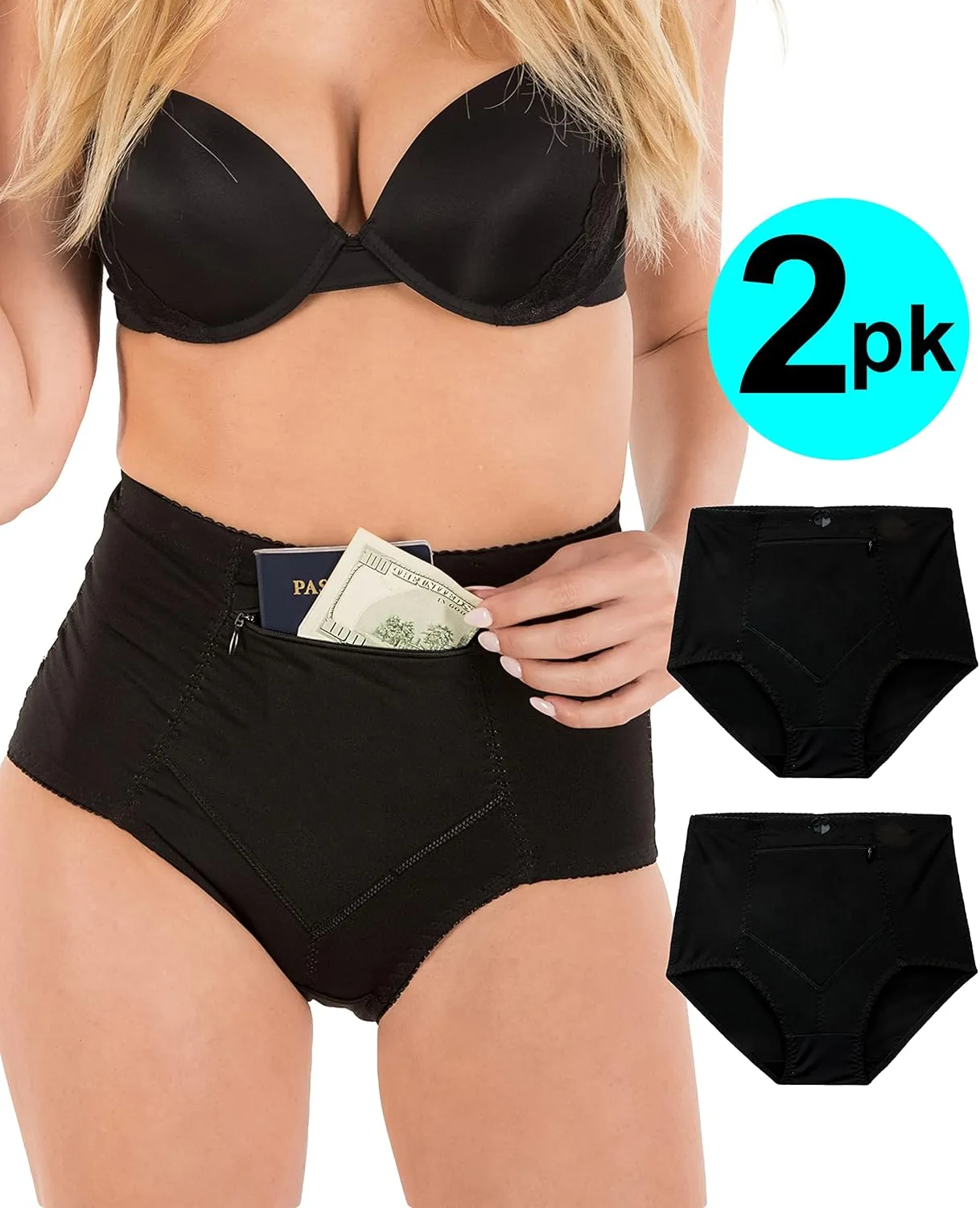 Barbra Lingerie Womens Travel Pocket Underwear Girdle Brief Panties S-5XL