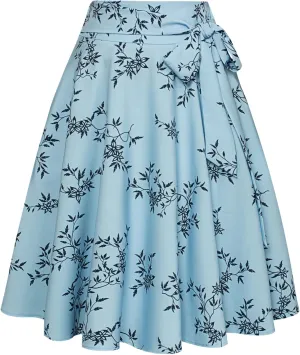 Belle Poque Women's High Waist A-Line Pockets Skirt Skater Flared Midi Skirt Vinage Skirt