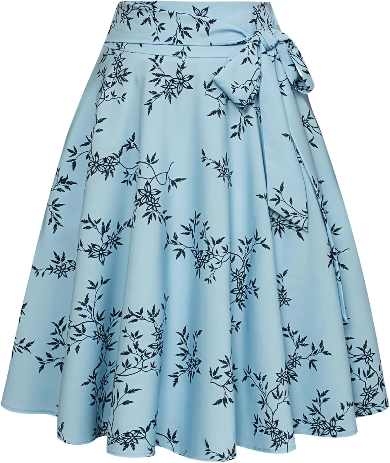 Belle Poque Women's High Waist A-Line Pockets Skirt Skater Flared Midi Skirt Vinage Skirt