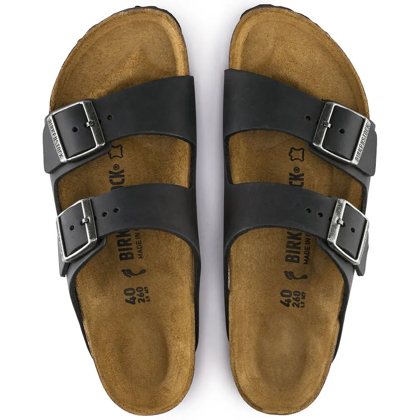 Birkenstock Arizona Waxy Leather Regular Footbed - Black 552111