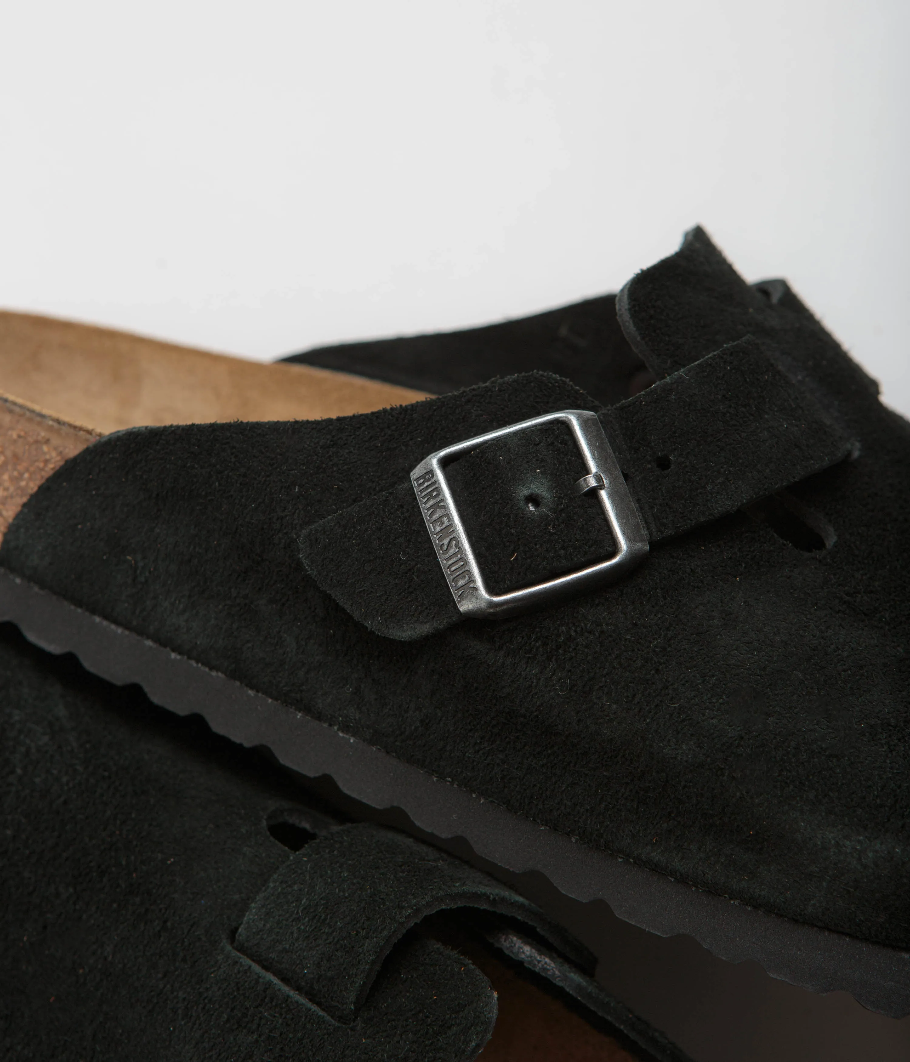 Birkenstock Boston Suede Sandals - Black / Black