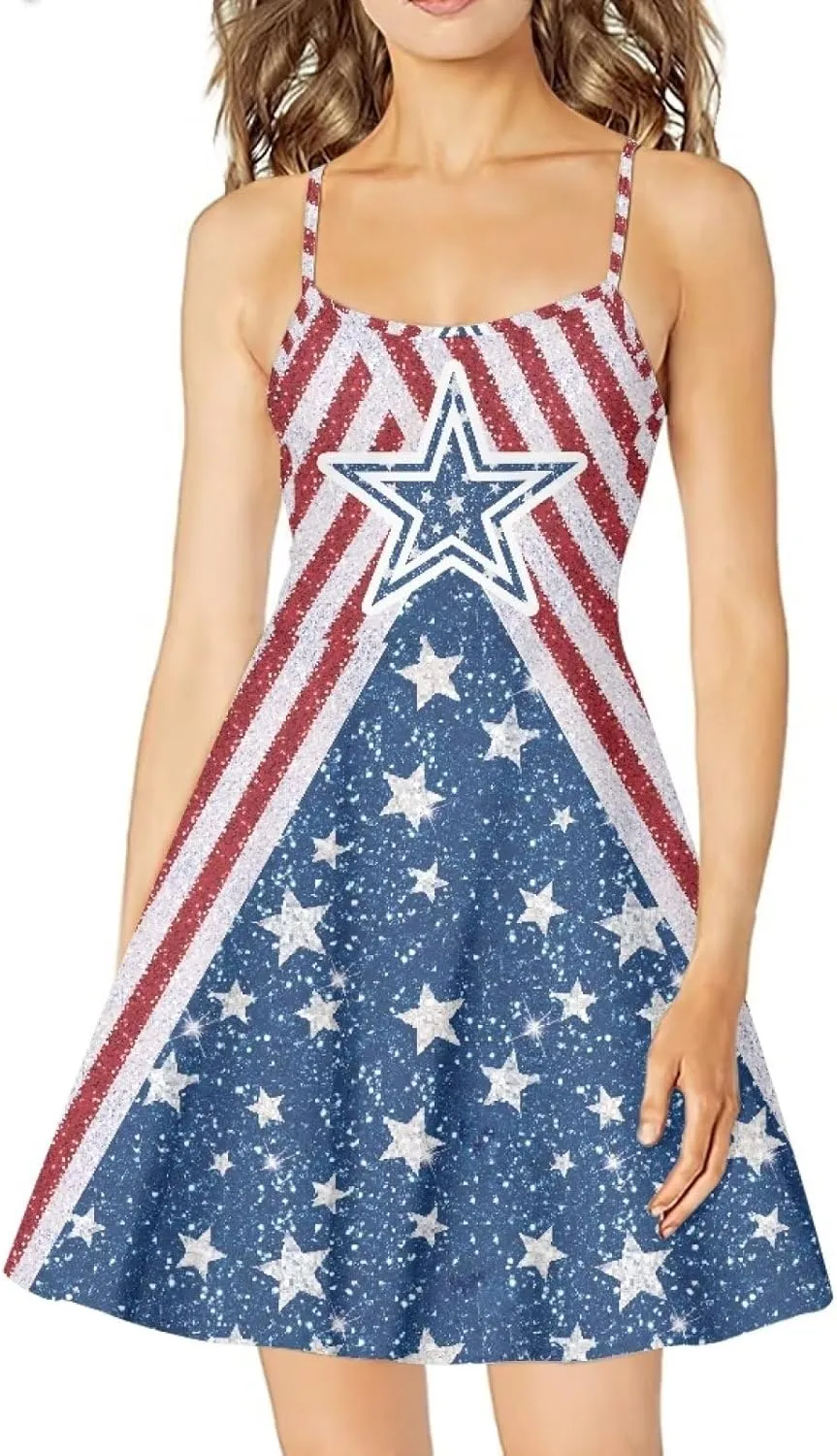 Biyejit Women Casual Loose Dress Strap Long Summer Beach Swing Dress