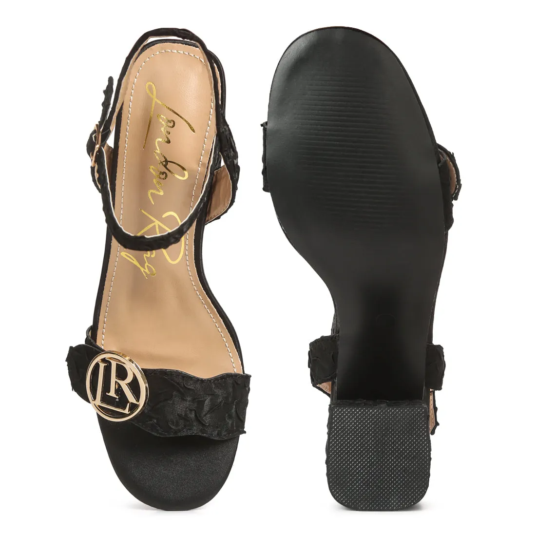 Block Heel Pin Buckle Sandals