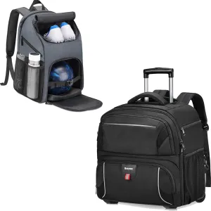Bosynoy Single Bowling Ball Backpack & 2 Balls Bowling Backpack with Wheels Bundle