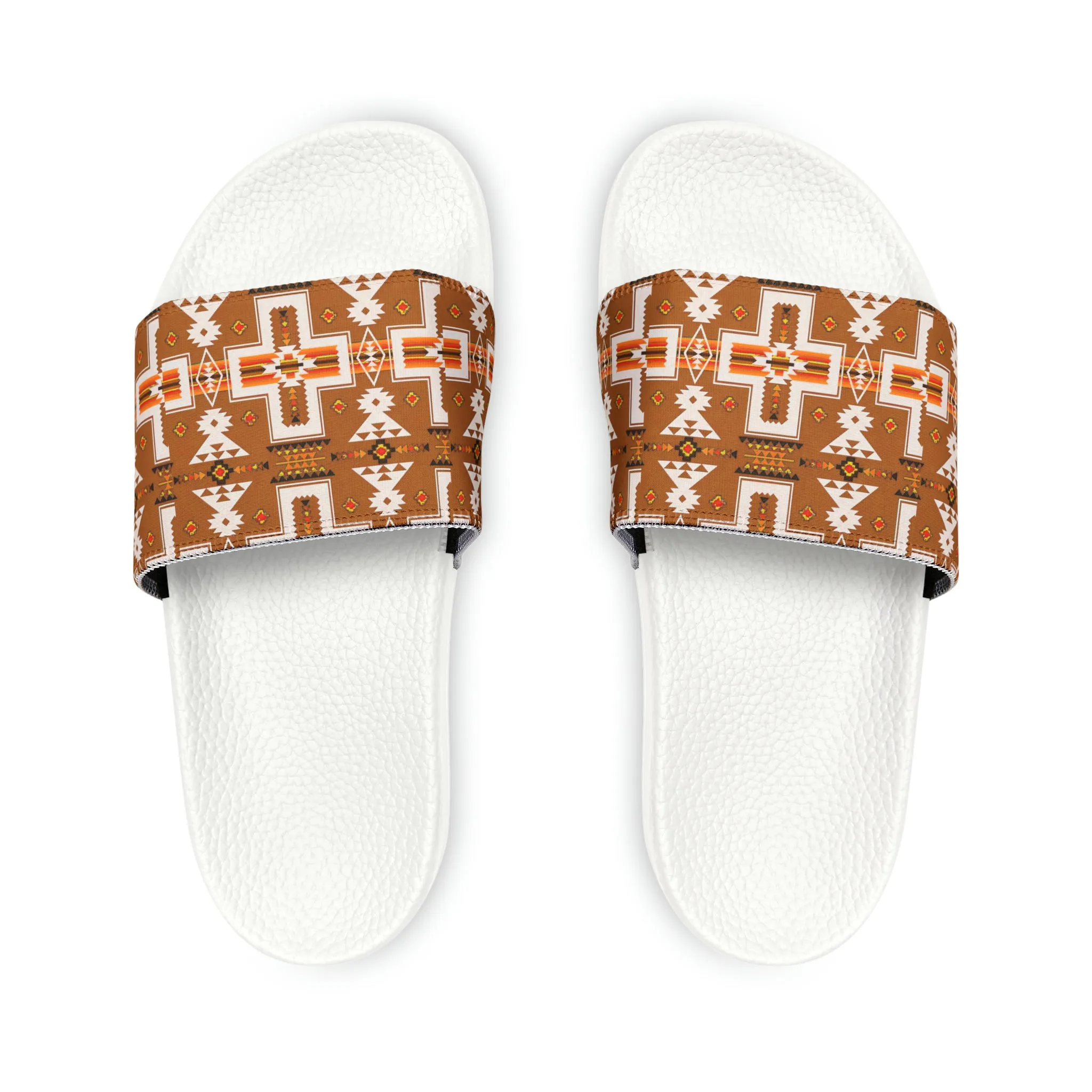Brown native print Women's PU Slide Sandals