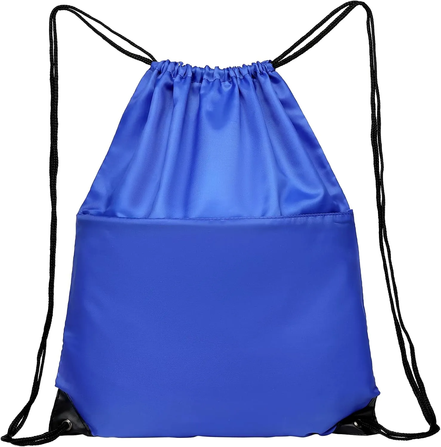 BuyAgain Drawstring Backpack Sports Water Resistant String Bag Sport Gym Sackpack for Women Men Large with Zipper, Royal
