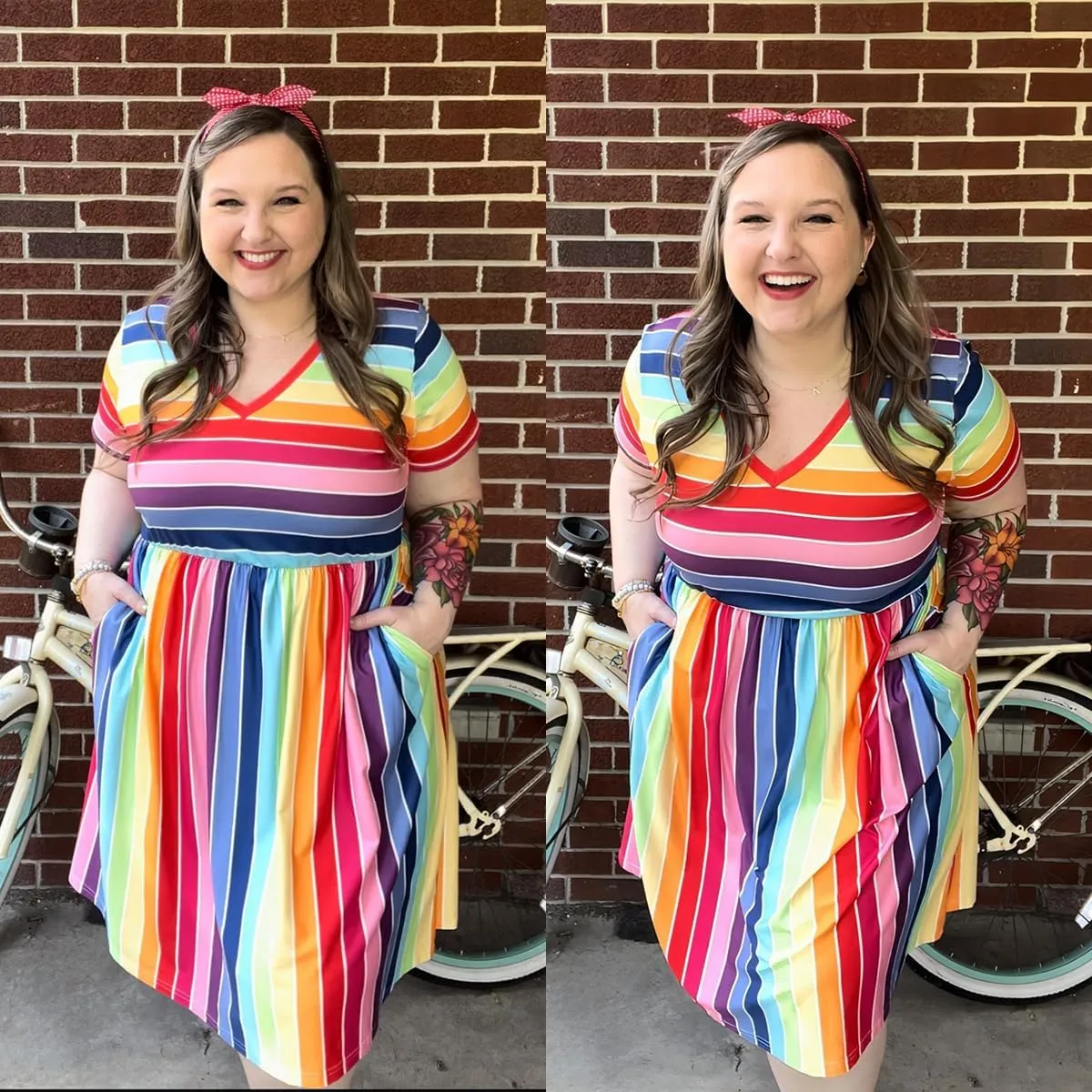 CARCOS Plus Size Dresses for Curvy Women V Neck Short Sleeve Dresses Floral/Striped Summer Boho Dresses with Pocket XL-5XL