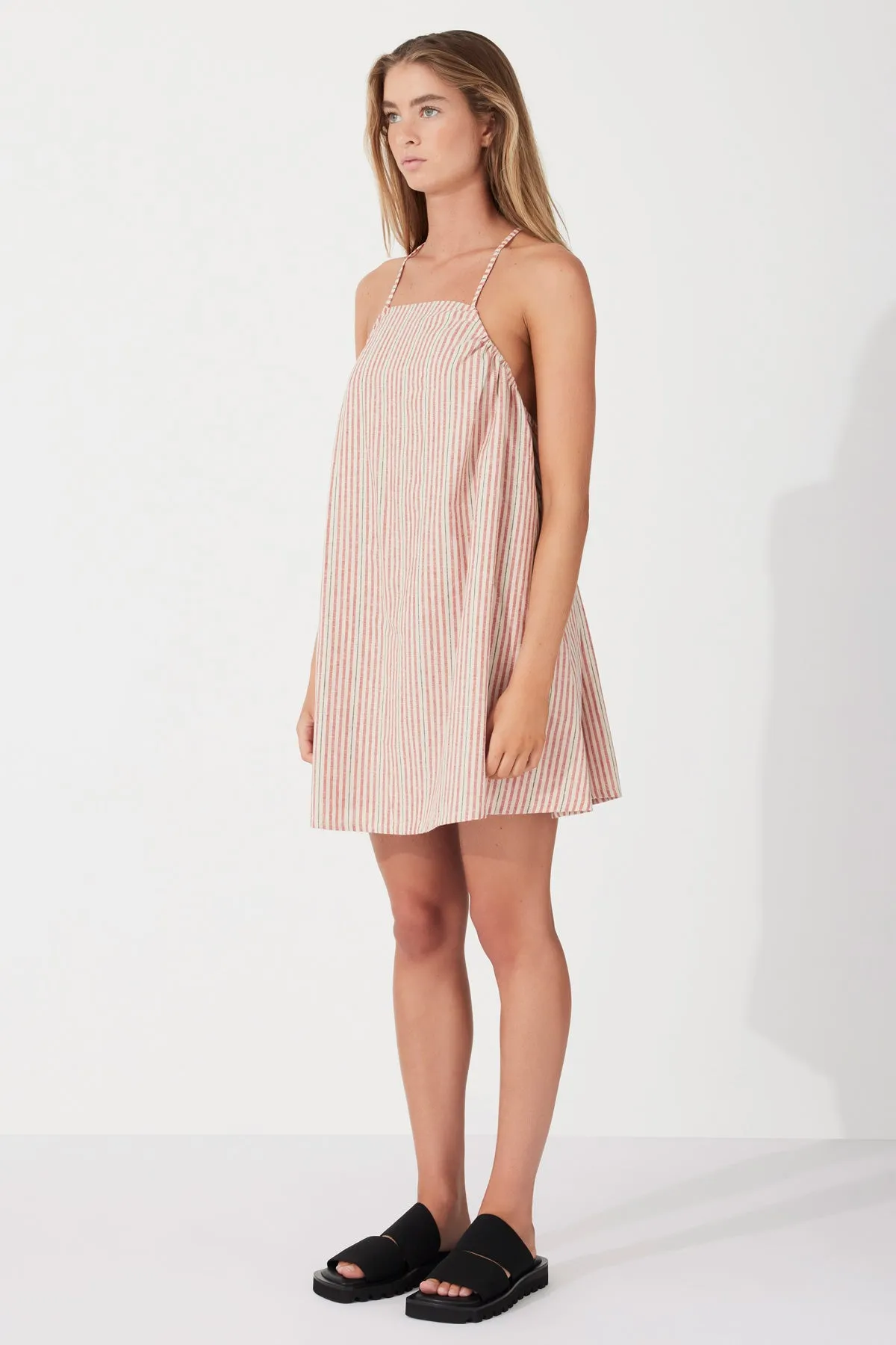 Chilli Stripe Hemp Blend Mini Dress