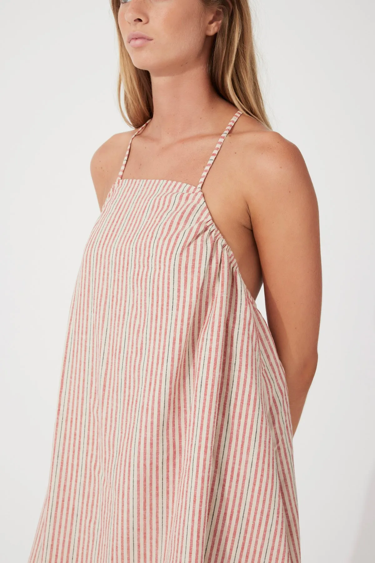 Chilli Stripe Hemp Blend Mini Dress