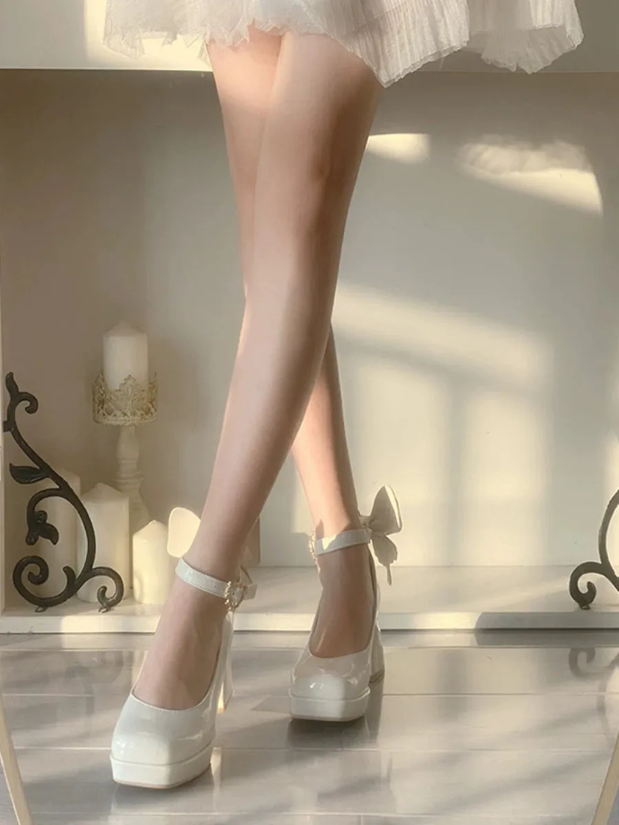 Chunky Heeled Ankle Strap Butterfly Mary Jane Pumps
