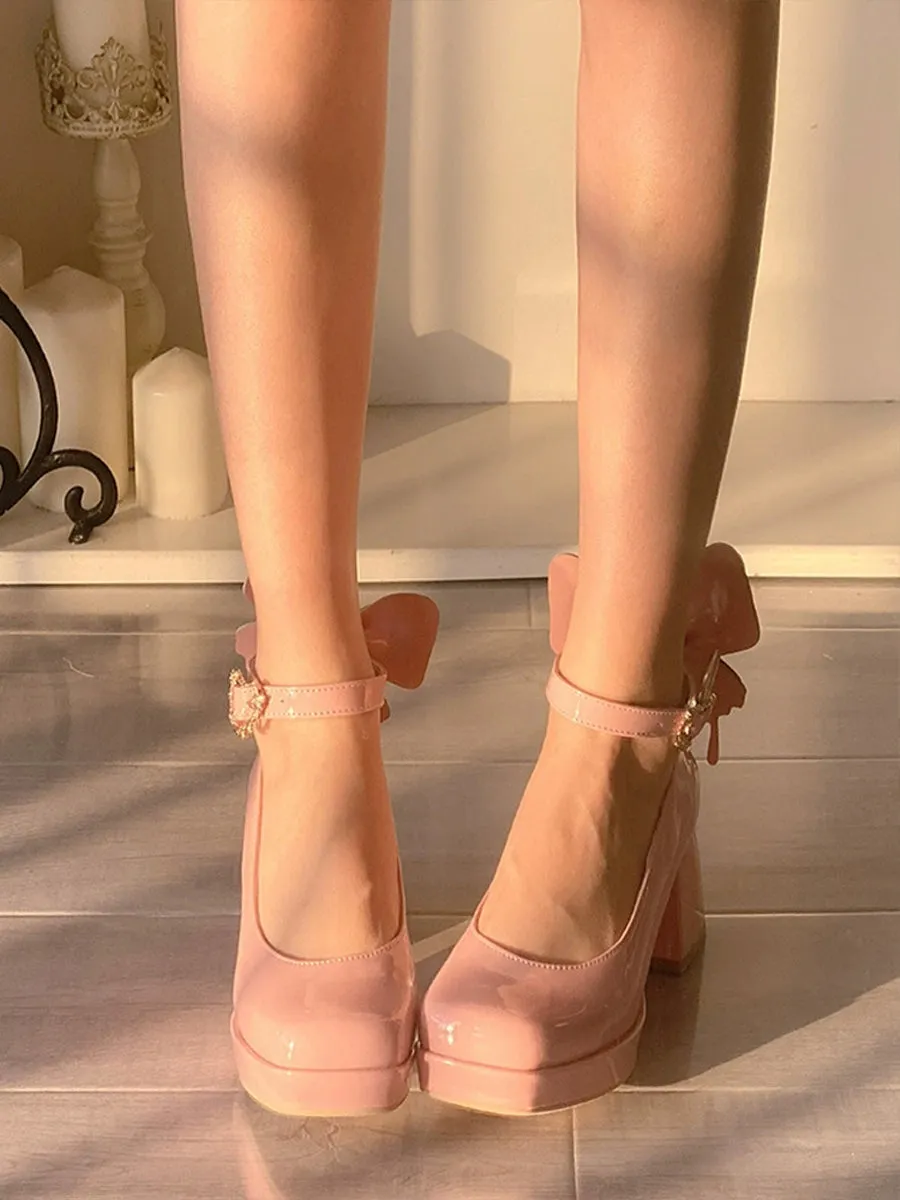 Chunky Heeled Ankle Strap Butterfly Mary Jane Pumps