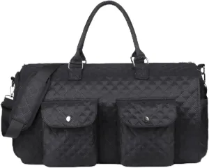 cjc 2 in 1 Black Rolling Garment Bags for Travel, Convertible Duffel Bag with Wheels & Trolley, Travel bag with detachable trolley wheels, Dry/Wet Separation for Trip, swimming, Wedding, Yoga,Golf