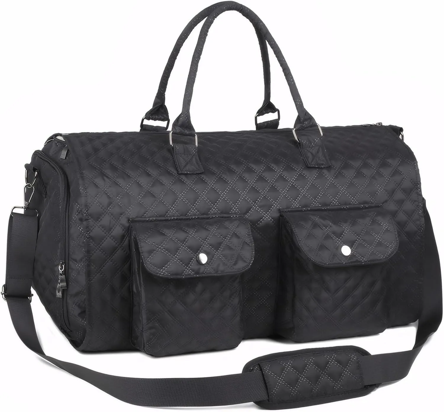 cjc 2 in 1 Black Rolling Garment Bags for Travel, Convertible Duffel Bag with Wheels & Trolley, Travel bag with detachable trolley wheels, Dry/Wet Separation for Trip, swimming, Wedding, Yoga,Golf