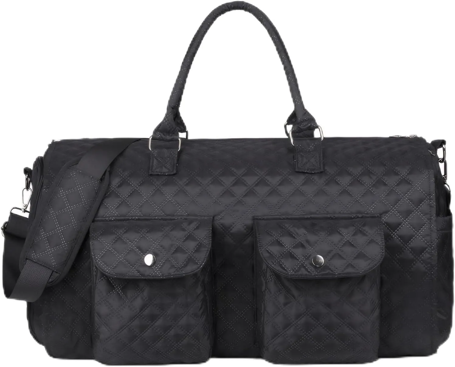 cjc 2 in 1 Black Rolling Garment Bags for Travel, Convertible Duffel Bag with Wheels & Trolley, Travel bag with detachable trolley wheels, Dry/Wet Separation for Trip, swimming, Wedding, Yoga,Golf