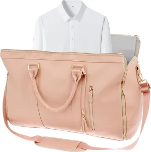 Convertible Duffel Garment Bag,Garment Duffle Bags for Travel,Weekender Bag with Shoe Pouch,Large Carry on Garment Bag for Women,2 in 1 Hanging Suitcase Suit (Pink)