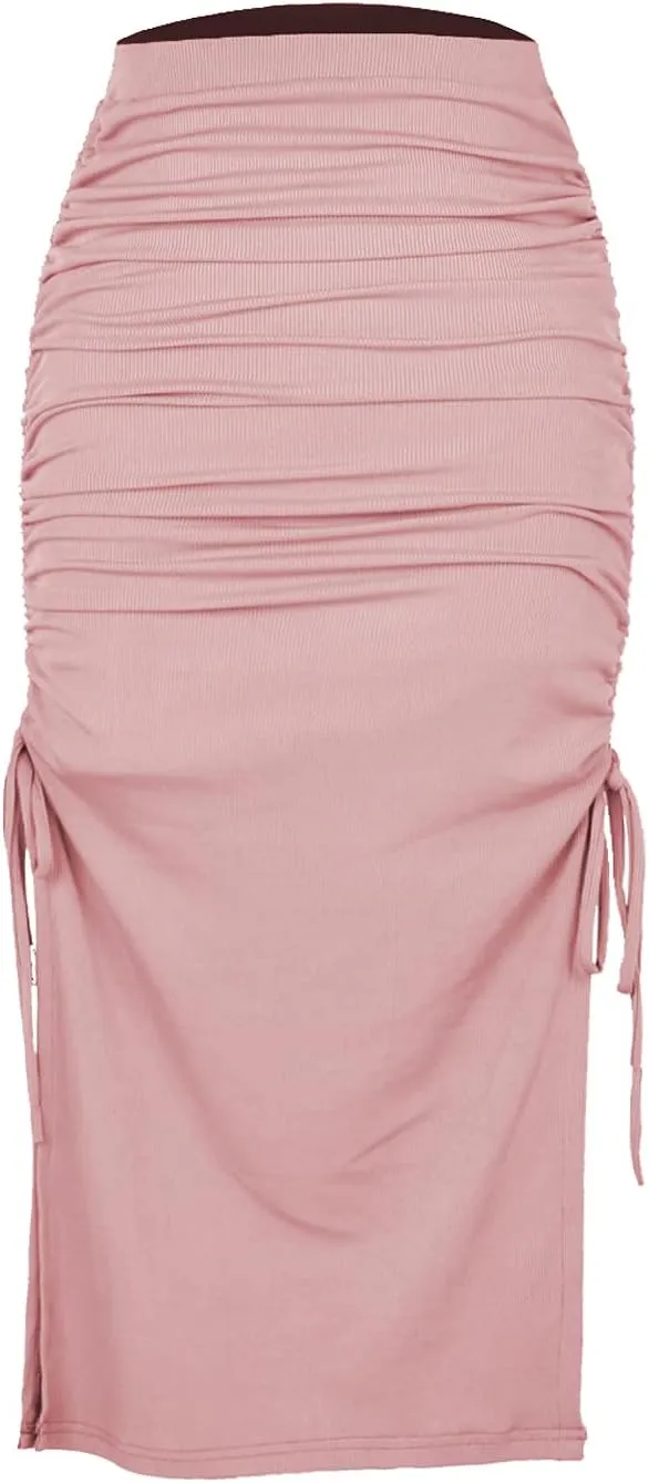 Daysskk Womens Skirts Midi Length Sweater Knit Skirt with Slit for Casual and & Work