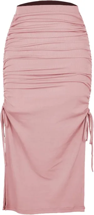 Daysskk Womens Skirts Midi Length Sweater Knit Skirt with Slit for Casual and & Work