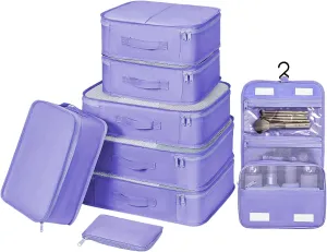 DIMJ Packing Cubes for Travel - Organizer Bags Set for Carry on Suitcase Lightweight Packing Cubes for Suitcase Cubes for luggage with Large Toiletries Bag (Purple)
