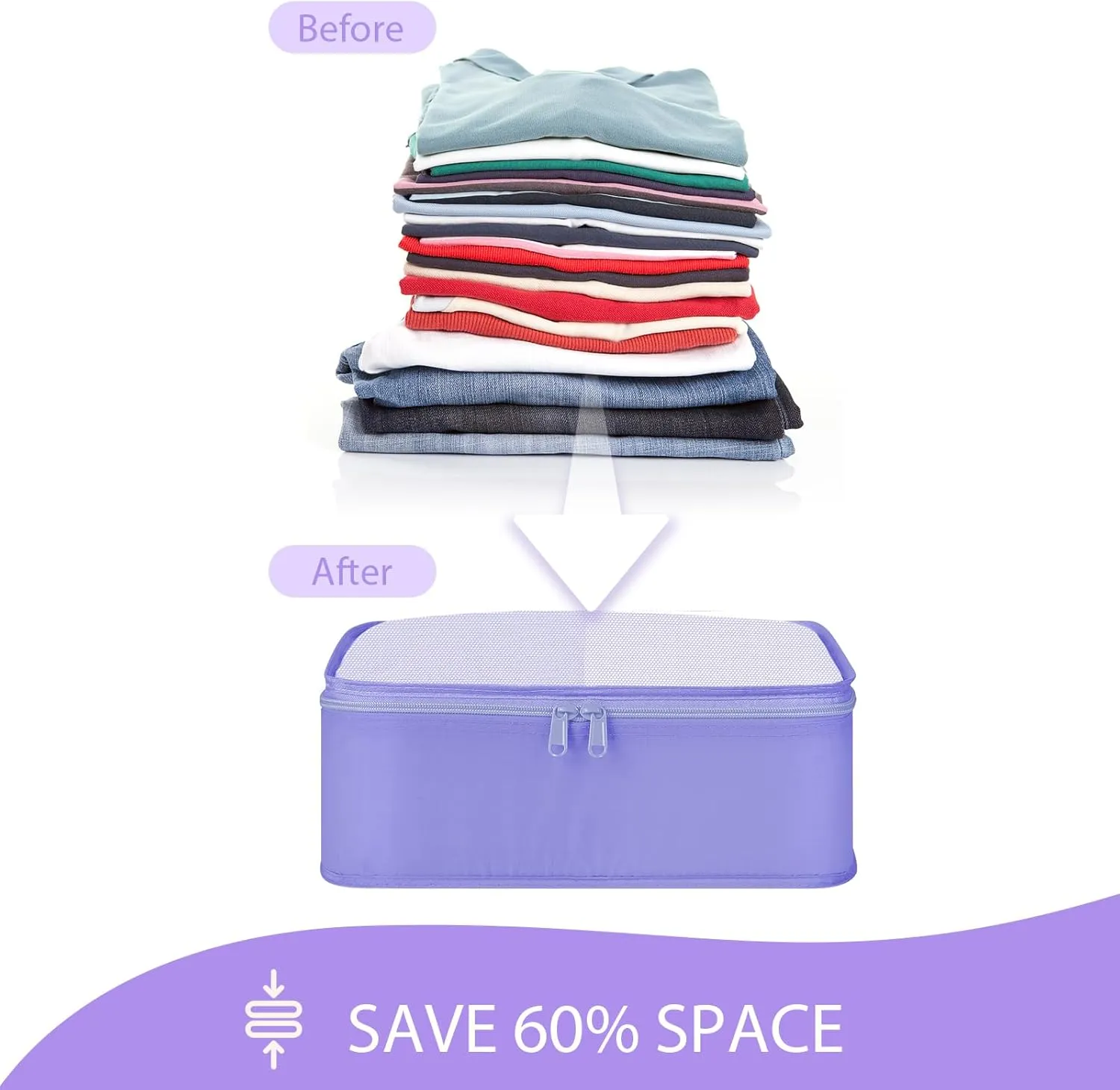 DIMJ Packing Cubes for Travel - Organizer Bags Set for Carry on Suitcase Lightweight Packing Cubes for Suitcase Cubes for luggage with Large Toiletries Bag (Purple)