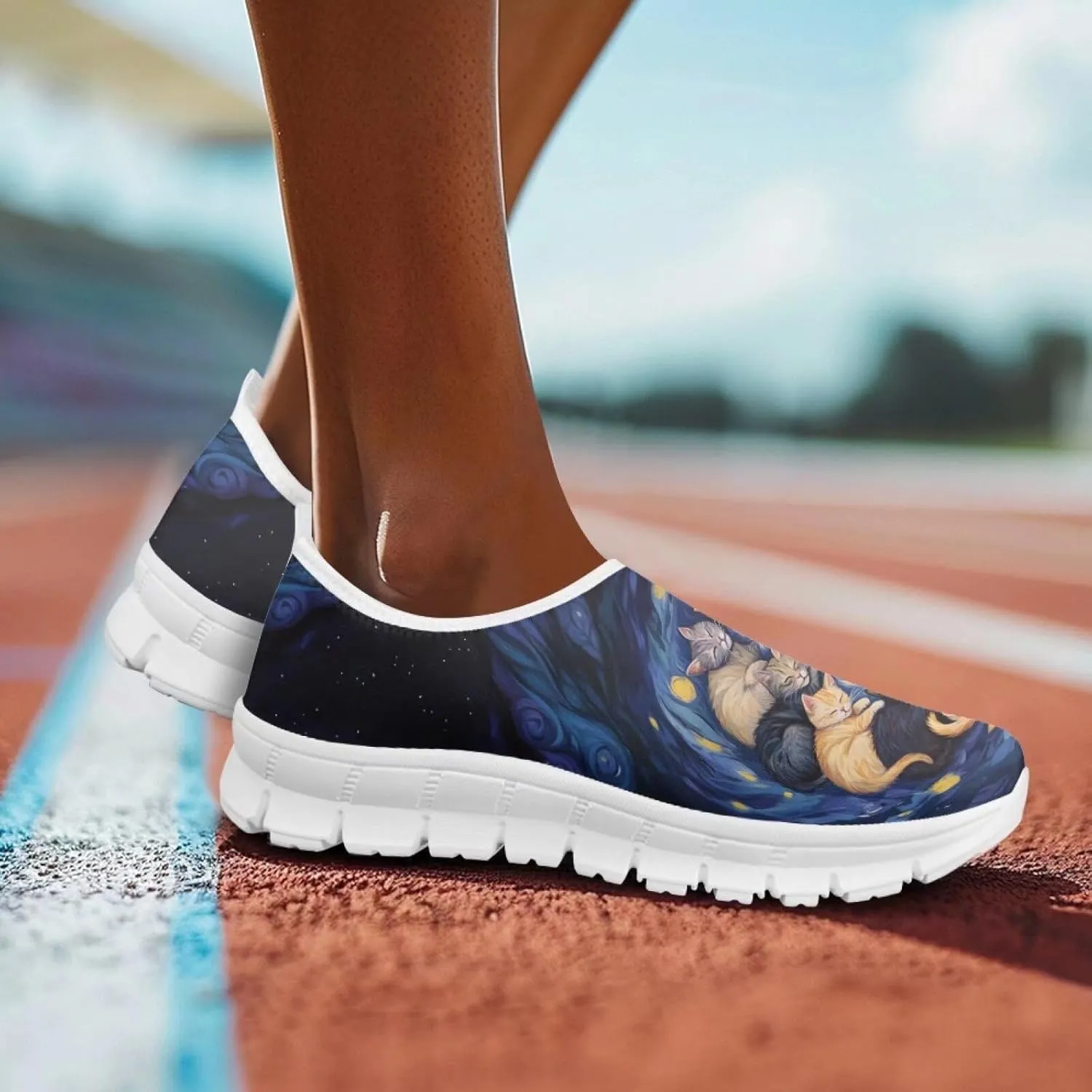 Doojoayie Art Printed Women Slip On Shoes for Ladies Tennis Shoes Daily Casual Footwear