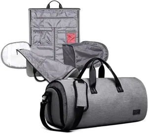 Garment Bags for Business Travel Convertible Travel Duffel Bag Carry on Garment Bag 2 in 1 Weekender Suit Bag for Men Women (Grey), Gray