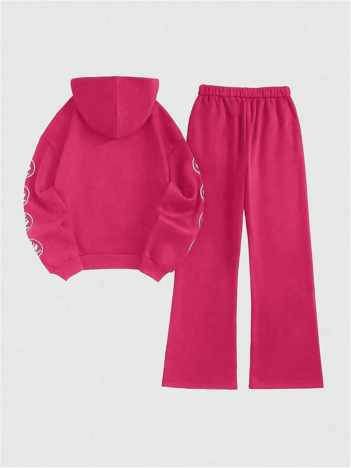 GORGLITTER Women's Letter Star Graphic Sweatsuit 2 Piece Long Sleeve Hoodie Drawstring Waist Sweatpants Set