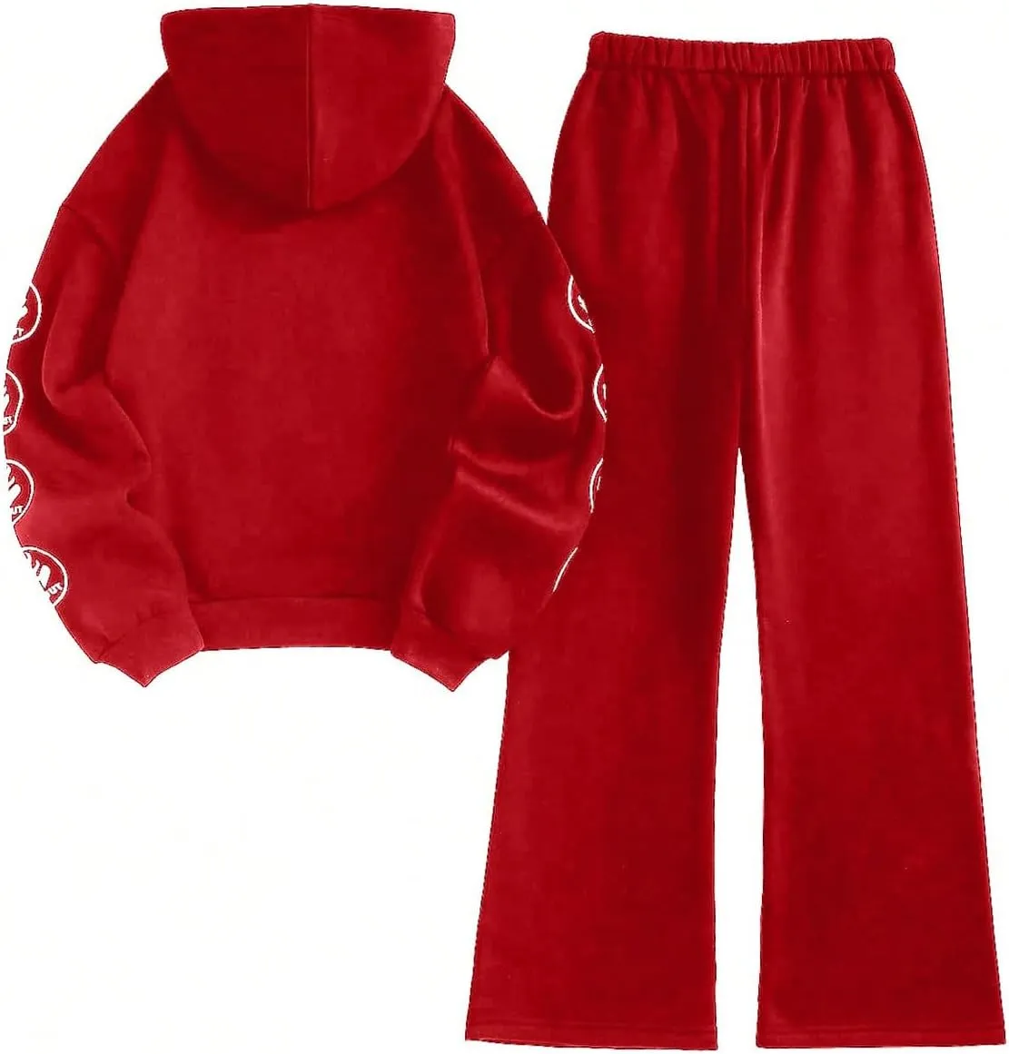 GORGLITTER Women's Letter Star Graphic Sweatsuit 2 Piece Long Sleeve Hoodie Drawstring Waist Sweatpants Set