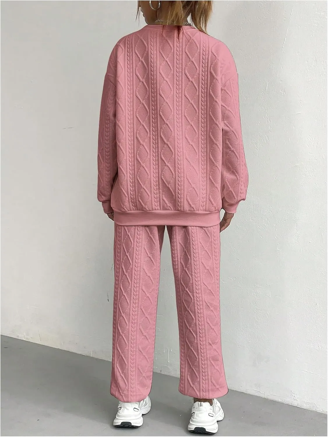 GORGLITTER Women's Sweatsuit 2 Piece Outfit Plain Oversized Crewneck Sweatshirt and Sweatpants Set