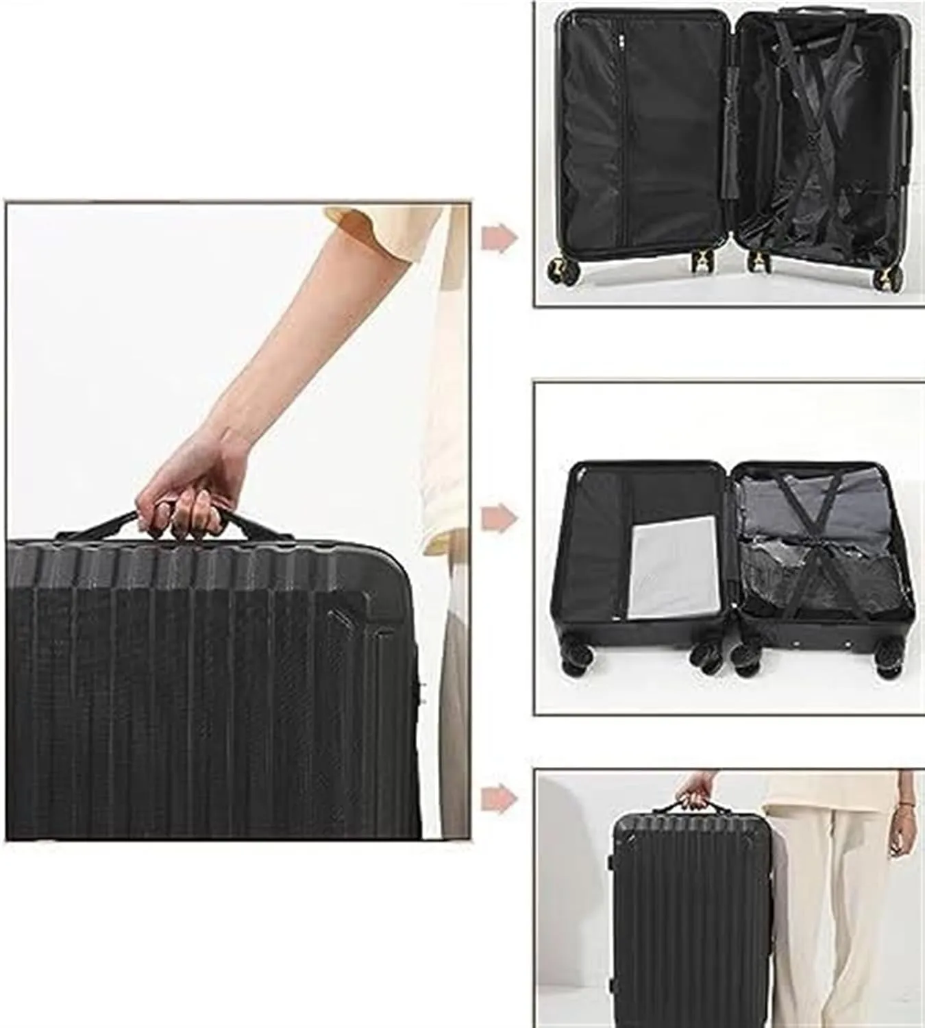 IRYZE Lightweight Suitcase Suitcase With Spinner Wheels Hardshell Lightweight Rolling For Business Travel Suitcase Carry on Luggage (Color : White, Size : 22in)