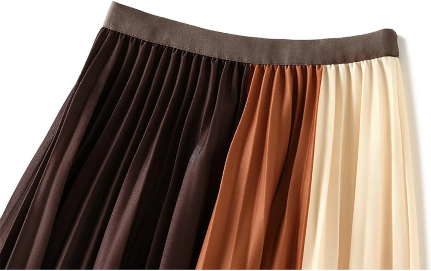 Jegsnoe Women Print Pleated Midi Skirt Autumn Casual A Line High Waist Long Skirt
