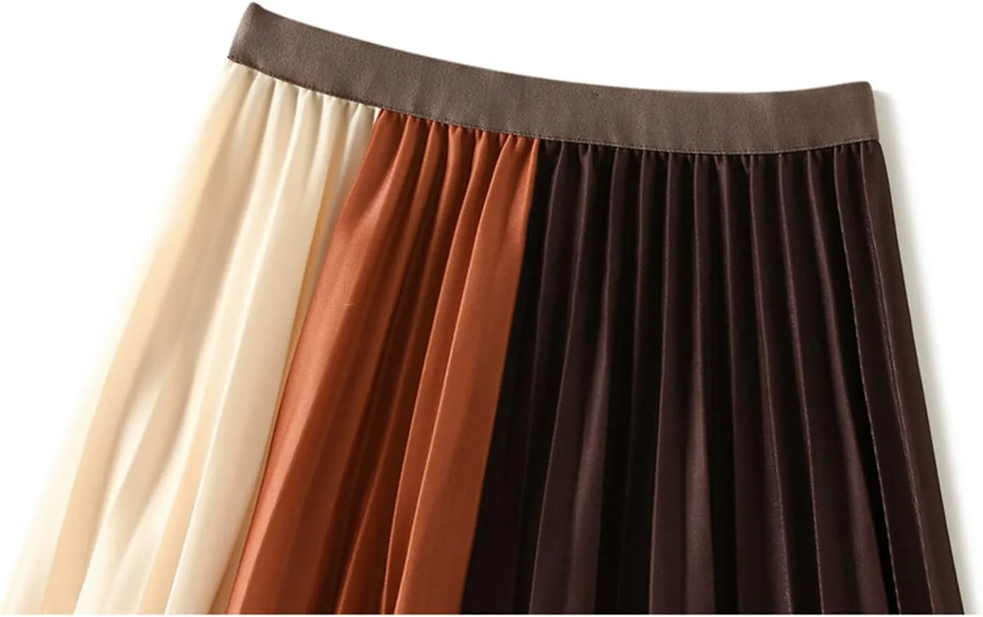 Jegsnoe Women Print Pleated Midi Skirt Autumn Casual A Line High Waist Long Skirt