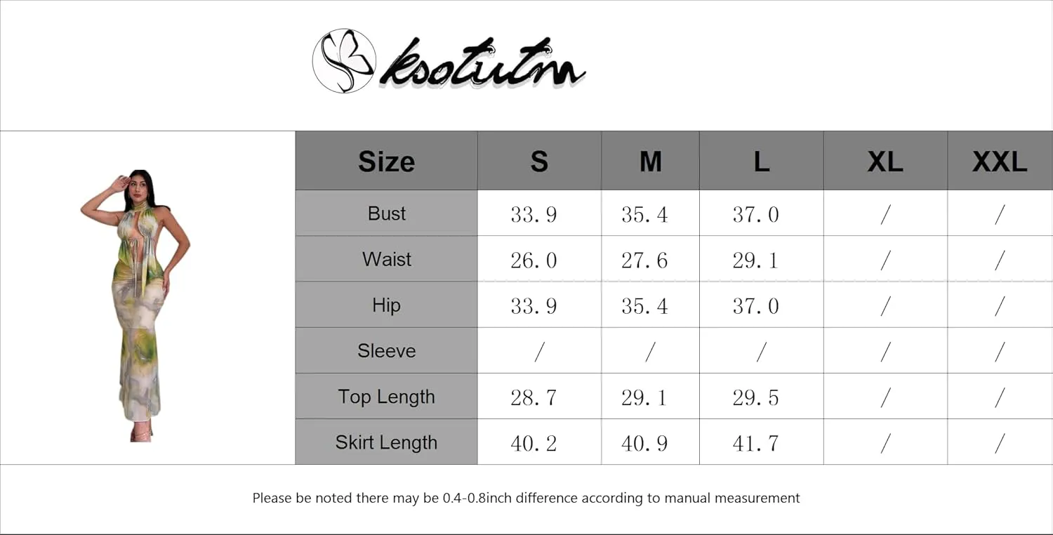 ksotutm Maxi Skirt Set Print Sexy Halter Top and Long Skirt Summer Two Piece Sets for Women Going Out Outfits