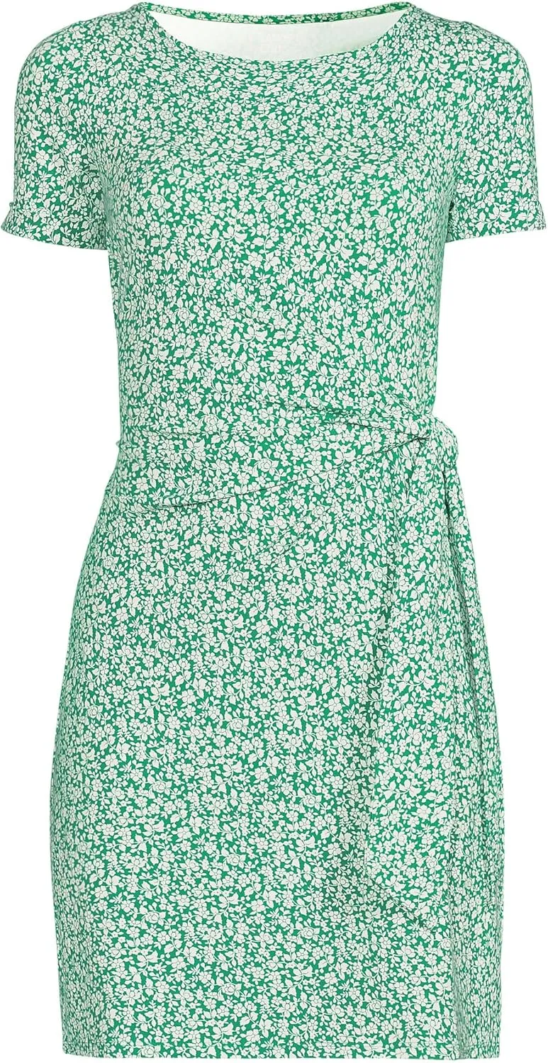 Lands' End Women's Short Sleeve Cotton Modal Wrap Mini Dress