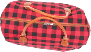 LIFKOME Canvas Plaid Overnight Bag Large Travel Handbag Multi-purpose Storage Bag for Business Sports Yoga Tennis Basketball for Weekend Getaways