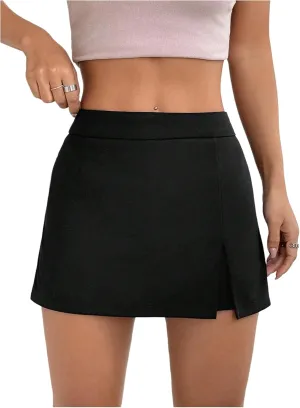 MakeMeChic Women's Split Hem Shorts Asymmetrical Work Office Dressy Mini Skorts