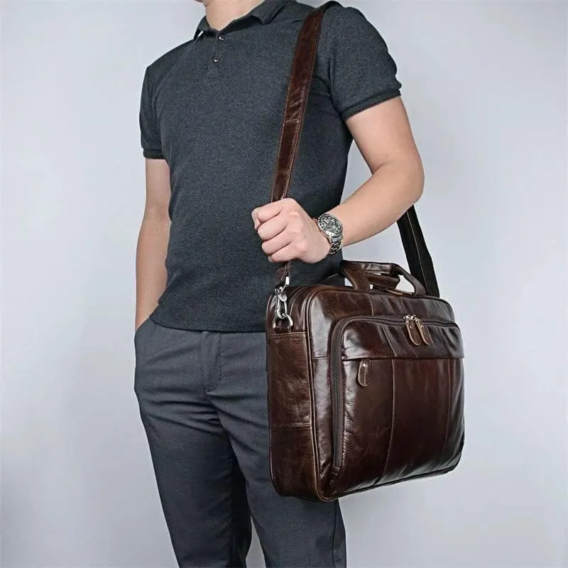 Men's Leather Handbag Men's Travel Messenger Shoulder Bag Men's Briefcase