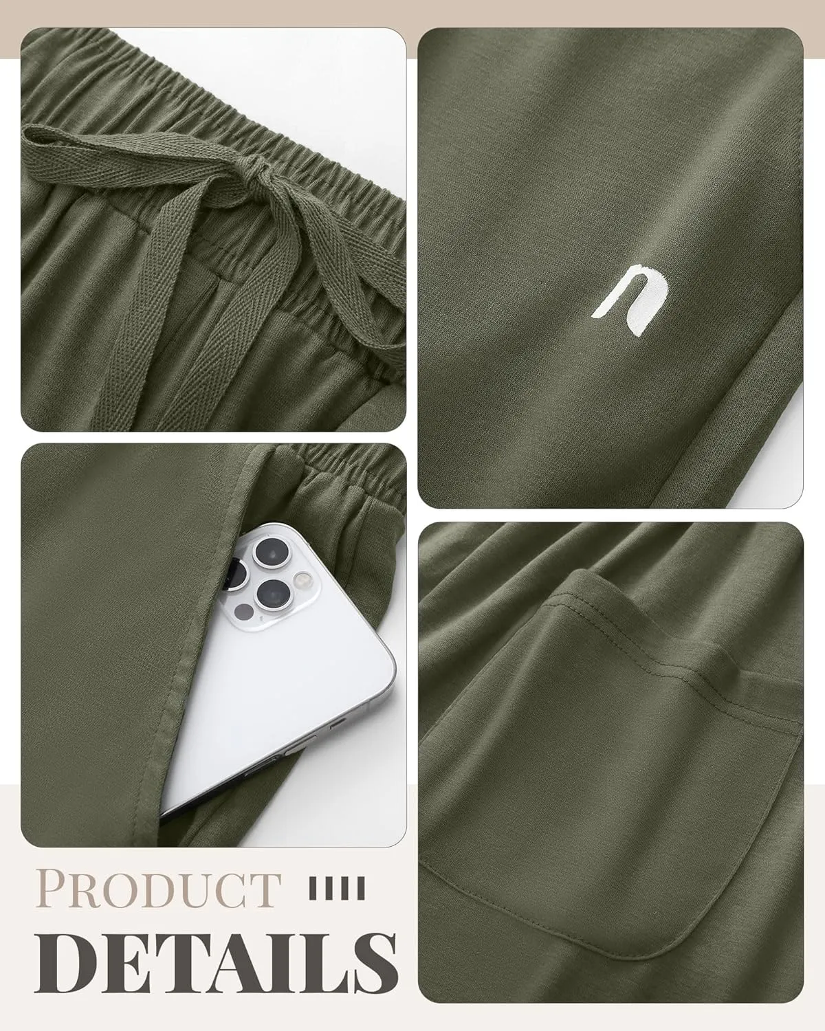 Neer 3 Pack Women's Capri Pants, Cotton Wide Leg Basic Sweatpants Lounge Loose Fit Casual Drawstring Yoga Capris with Pockets