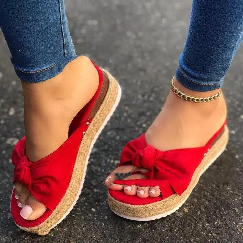 New Hemp Rope Platform Bow Casual Sandals | Stylish and Comfortable Sandals for Everyday Wear