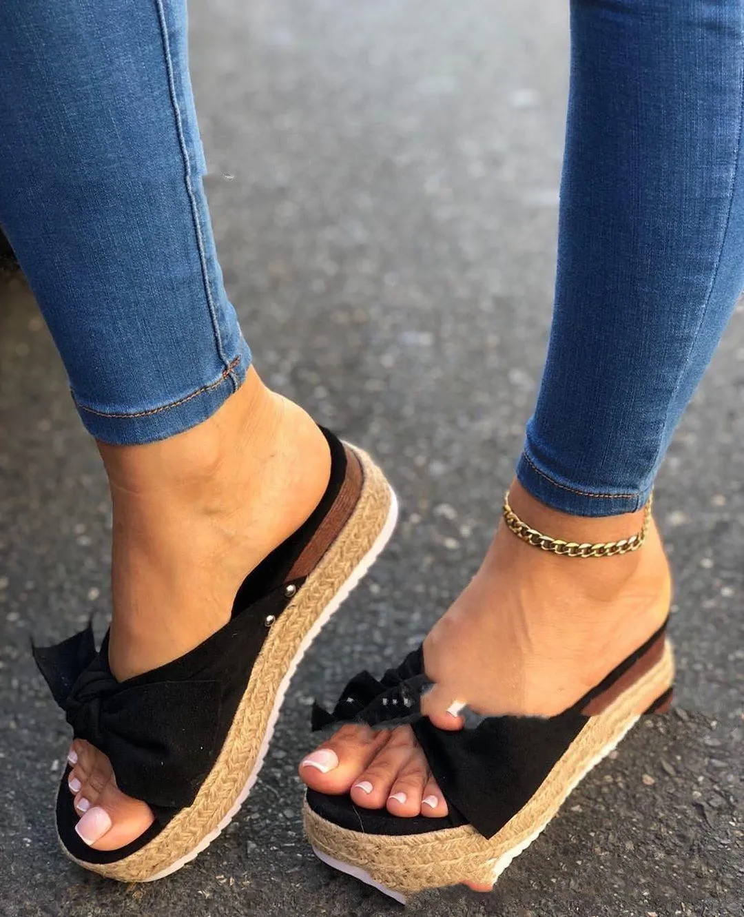 New Hemp Rope Platform Bow Casual Sandals | Stylish and Comfortable Sandals for Everyday Wear