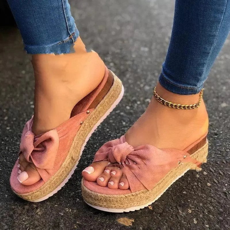 New Hemp Rope Platform Bow Casual Sandals | Stylish and Comfortable Sandals for Everyday Wear